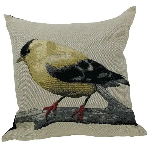 Bird Embroidery Decorative Pillow 18"x18"