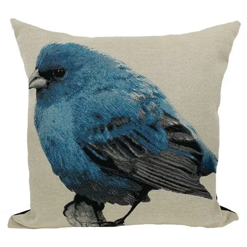 Bird Embroidery Decorative Pillow 18"x18"