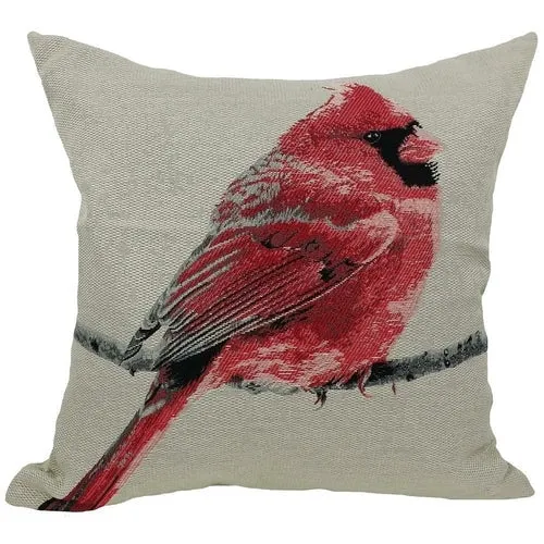 Bird Embroidery Decorative Pillow 18"x18"