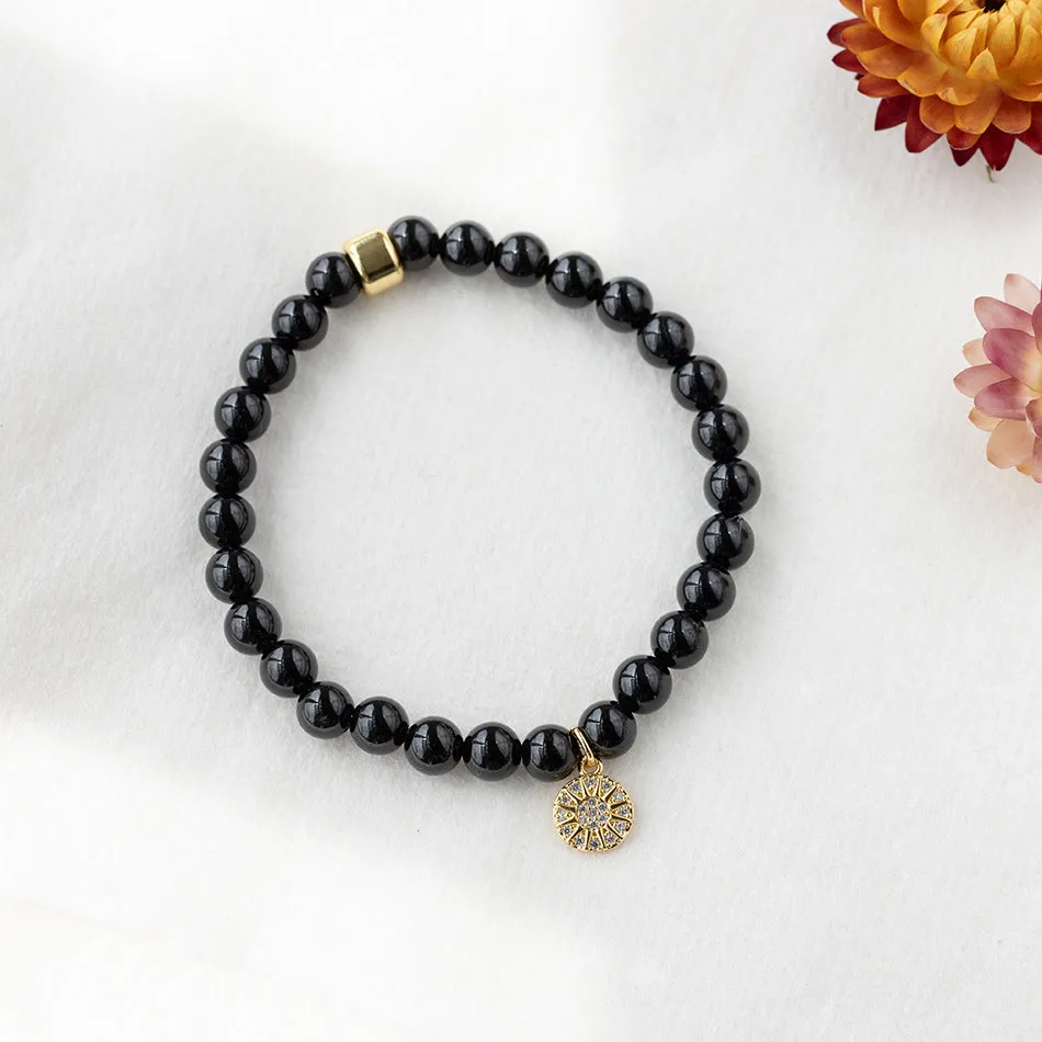 Black Tourmaline Bracelet with Celestial Charm