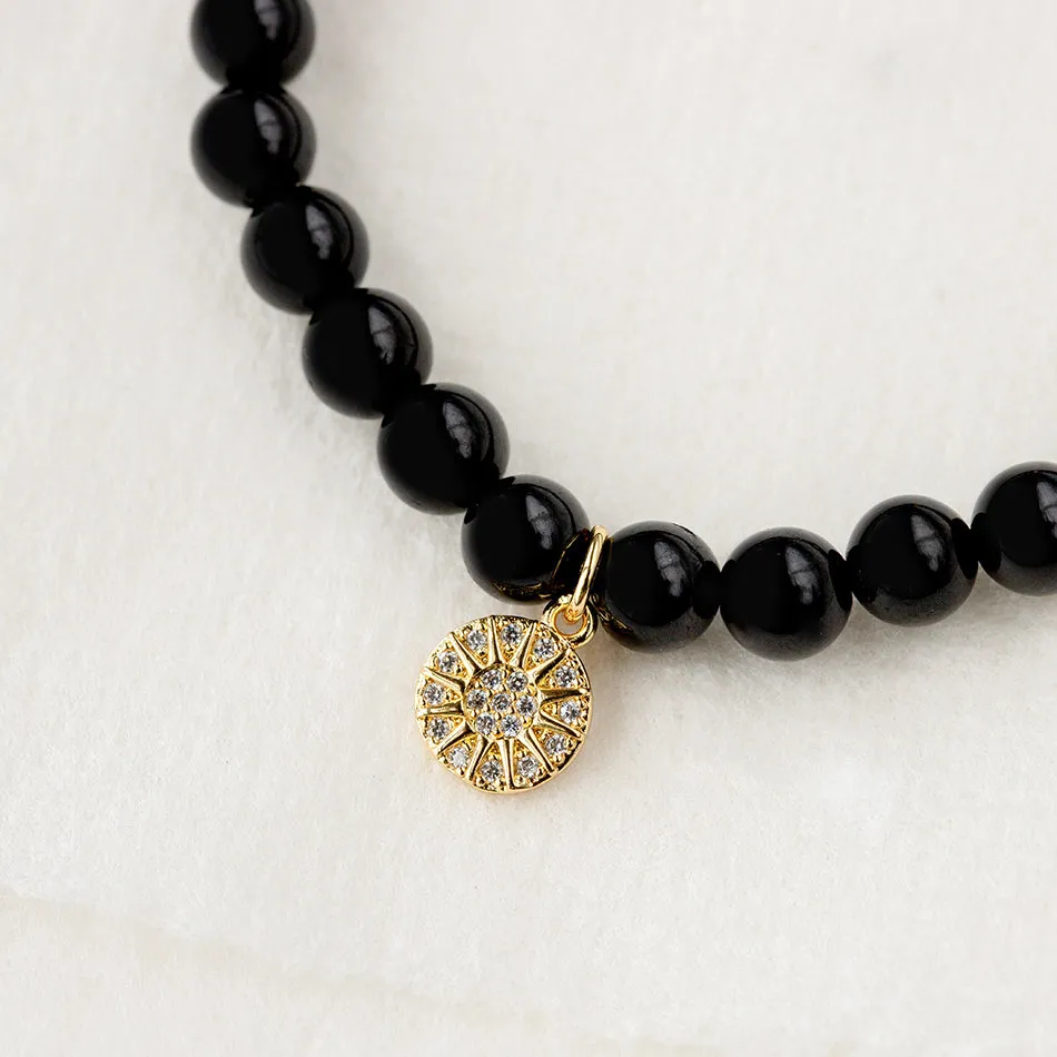 Black Tourmaline Bracelet with Celestial Charm