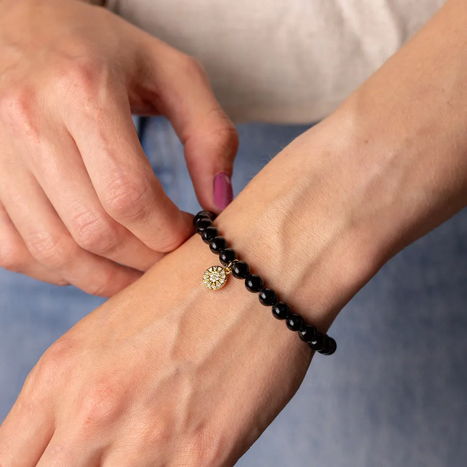 Black Tourmaline Bracelet with Celestial Charm