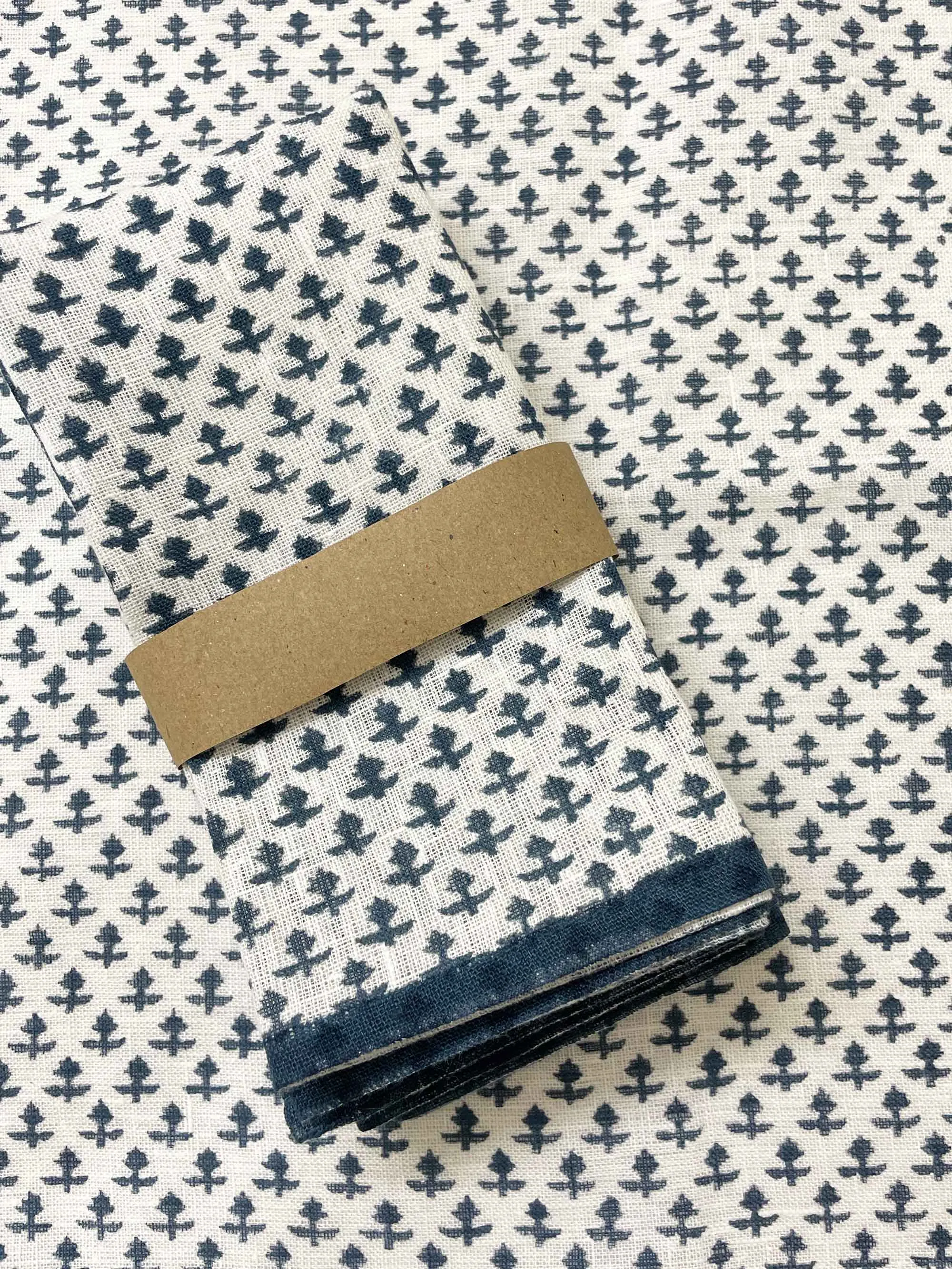 Blue Hand Block Printed Dinner Napkin Set