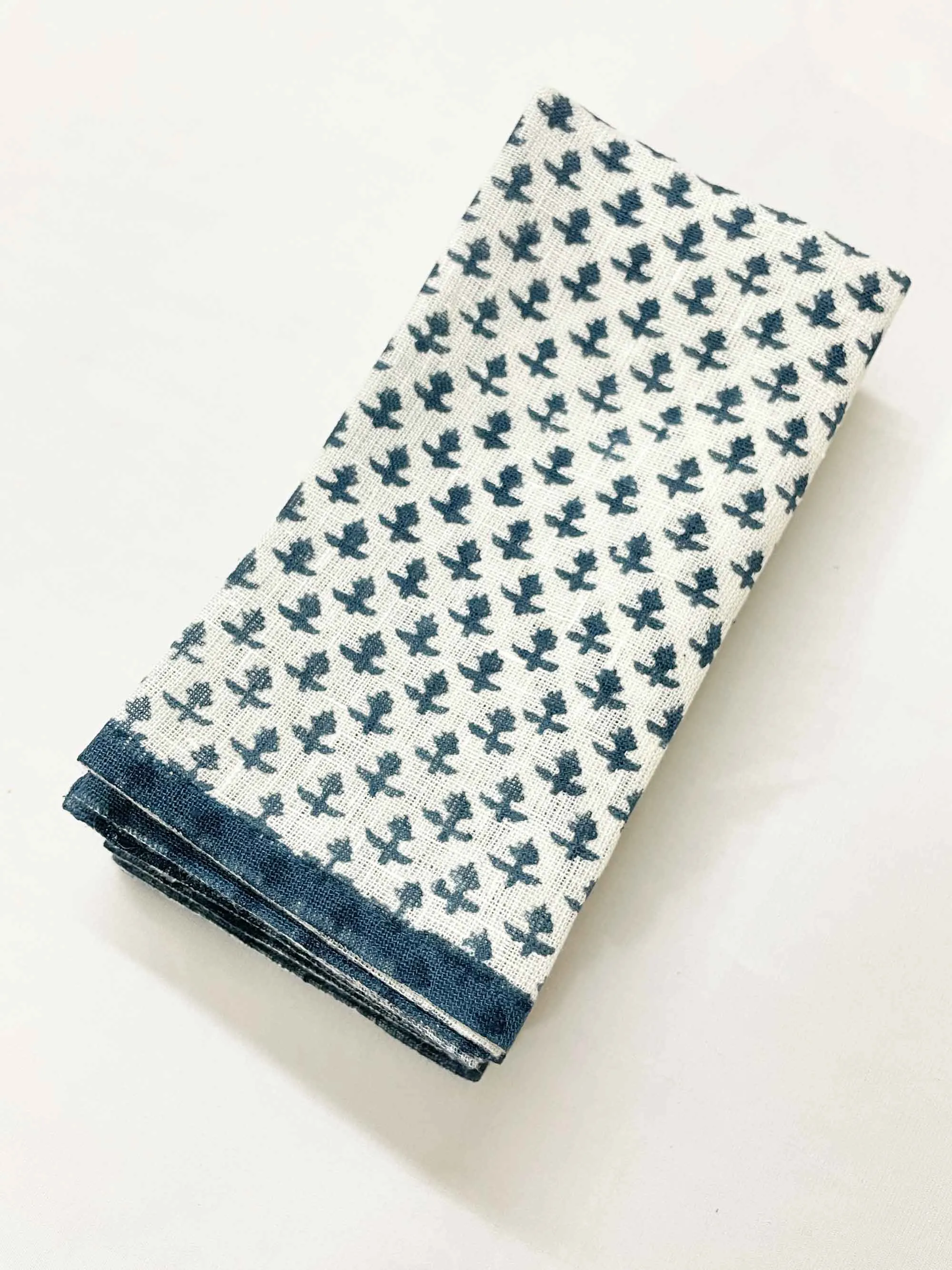 Blue Hand Block Printed Dinner Napkin Set