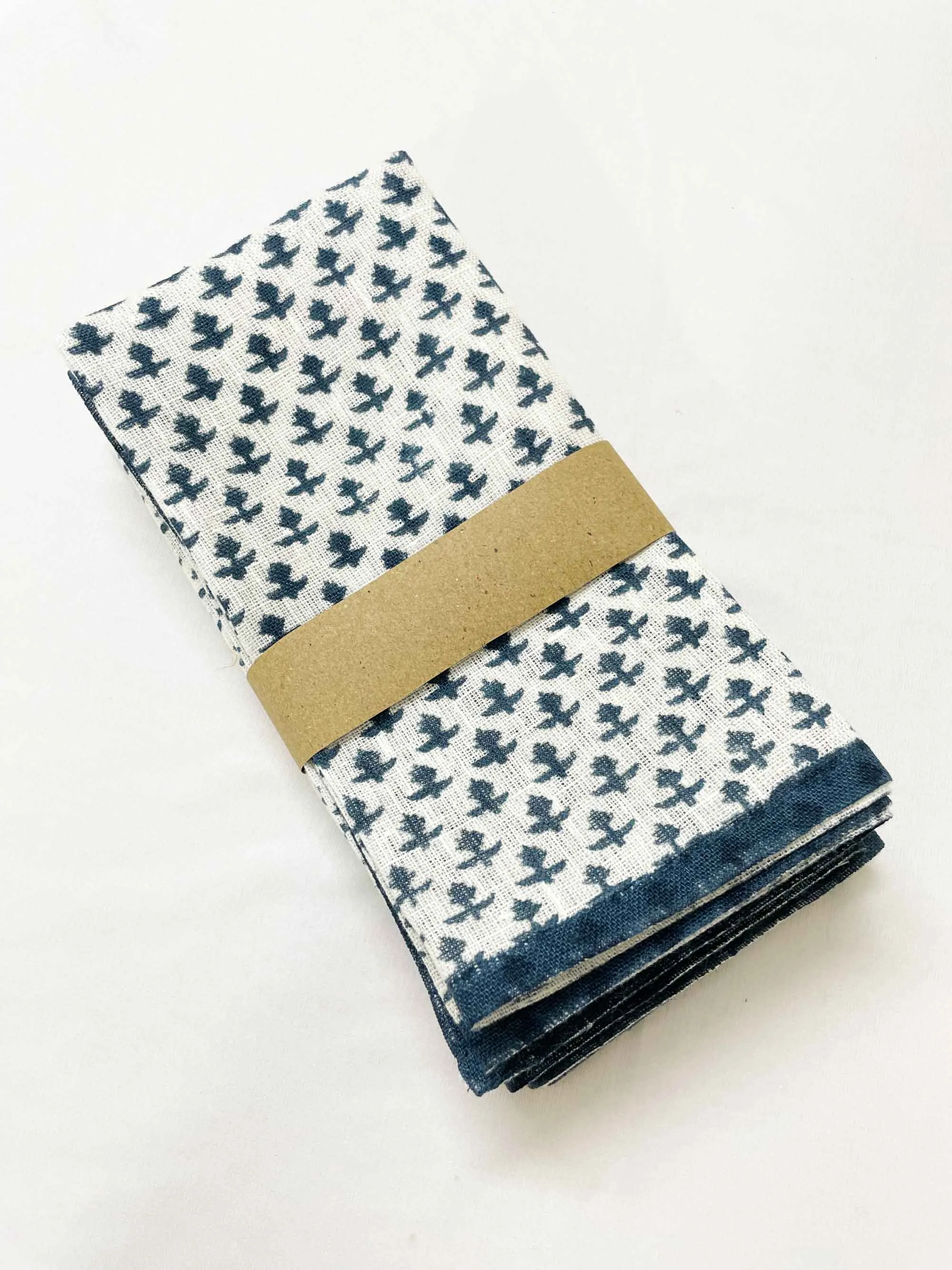 Blue Hand Block Printed Dinner Napkin Set