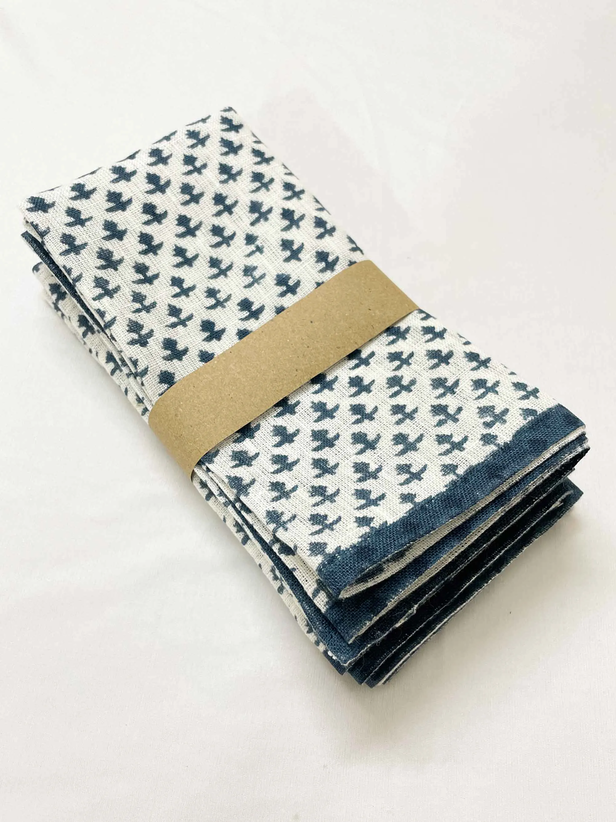 Blue Hand Block Printed Dinner Napkin Set