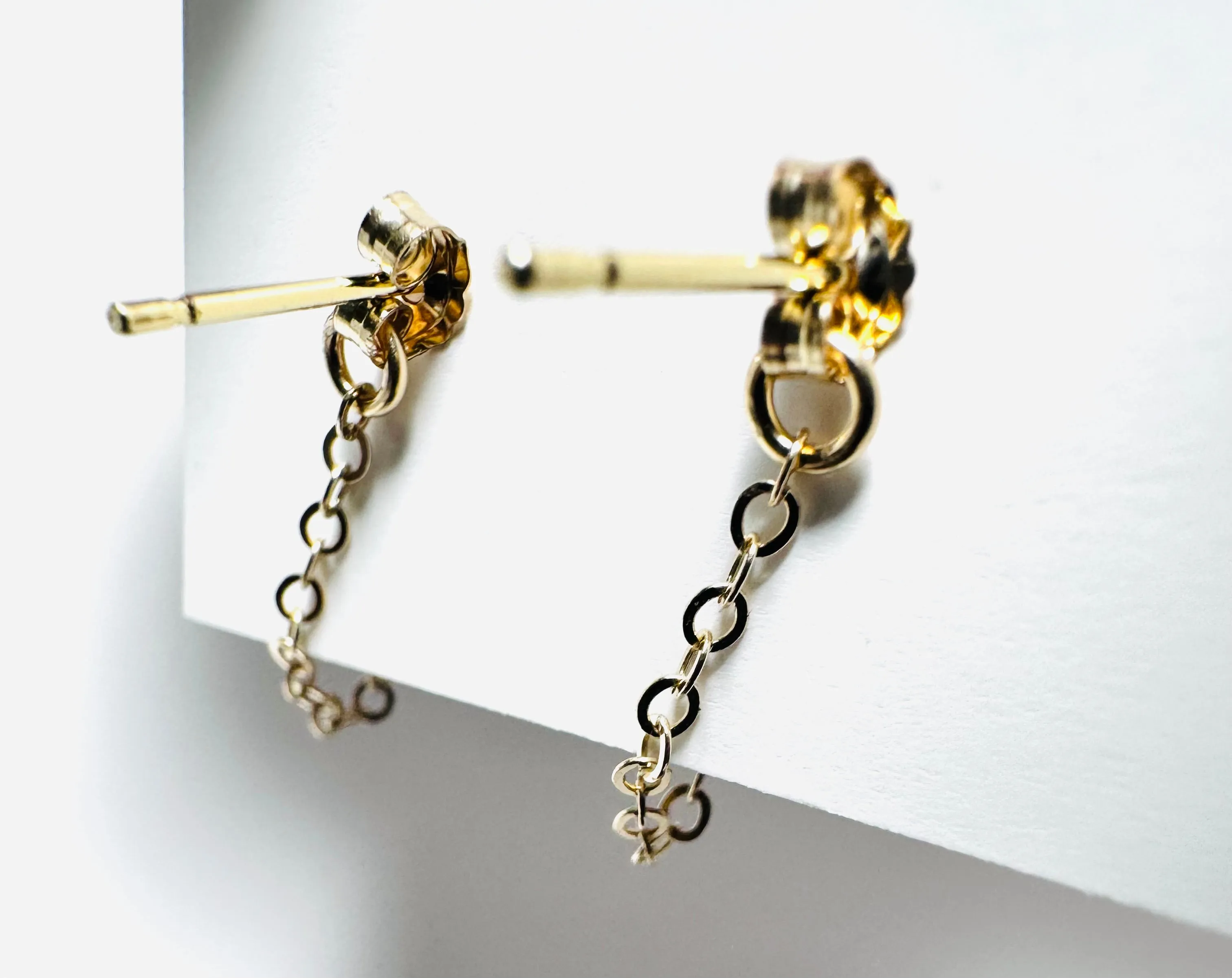 Chain Loop Earrings-Cubic Zirconia Gold Filled  Earrings, Modern Chain Earrings,