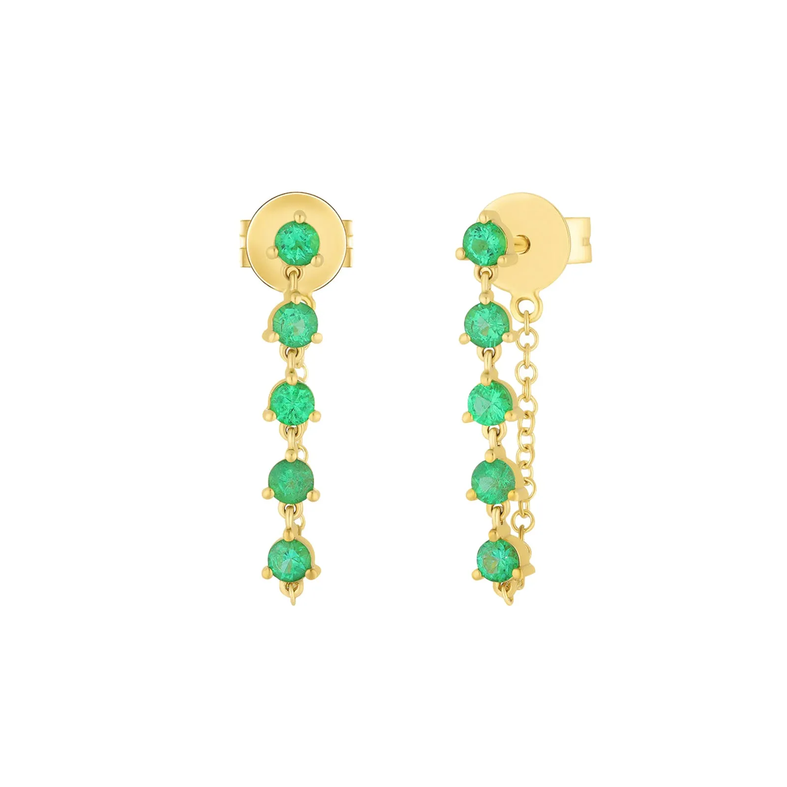 Chain Stud Earrings - Emerald