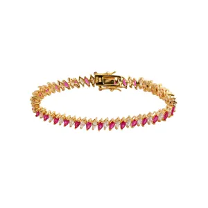 Collette Z Gold Plated Sterling Silver Red Cubic Zirconia Tennis Bracelet