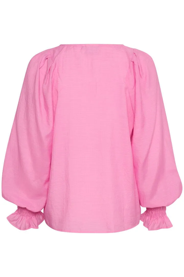 ELASTIC SLEEVE VNECK FEMININE BLOUSE