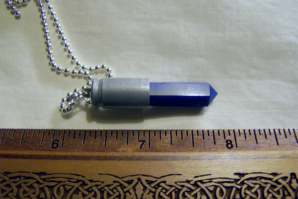 Electric Blue Agate Silver Bullet Jewelry Pendant