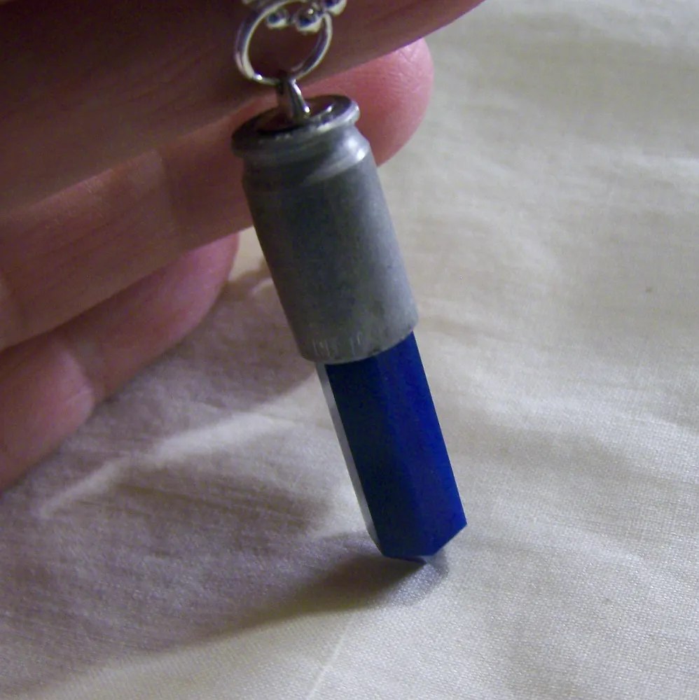 Electric Blue Agate Silver Bullet Jewelry Pendant