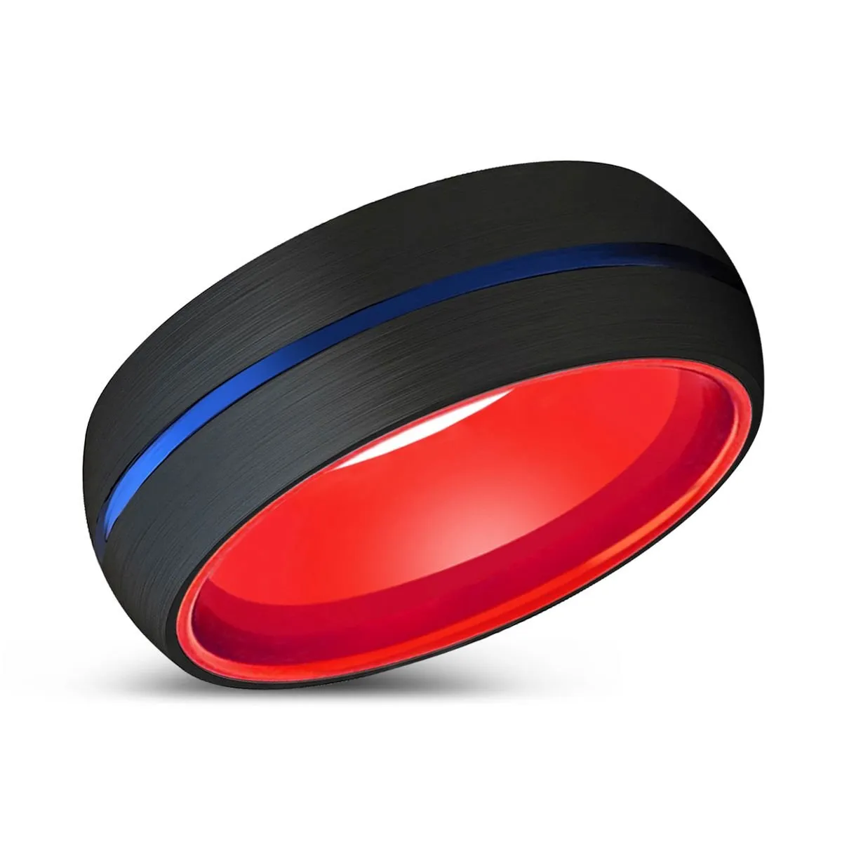 ELIANO | Red Ring, Black Tungsten Ring, Blue Groove, Domed