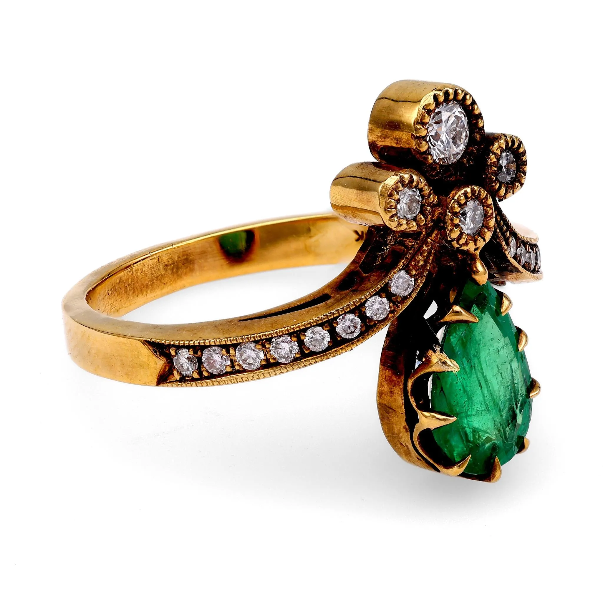 Emerald and Diamond Tiara Ring