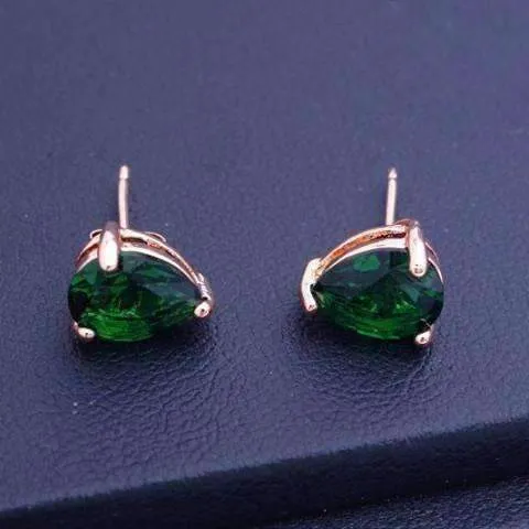 Emerald Green Pear Cut Zirconia 1.3CT Solitaire Stud Earrings