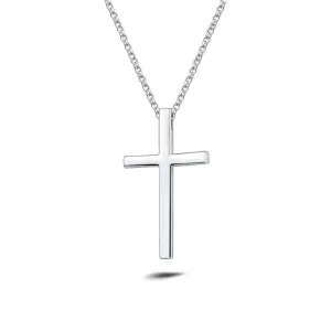 FANCIME Medium Polishing Cross Sterling Silver Mens Necklace