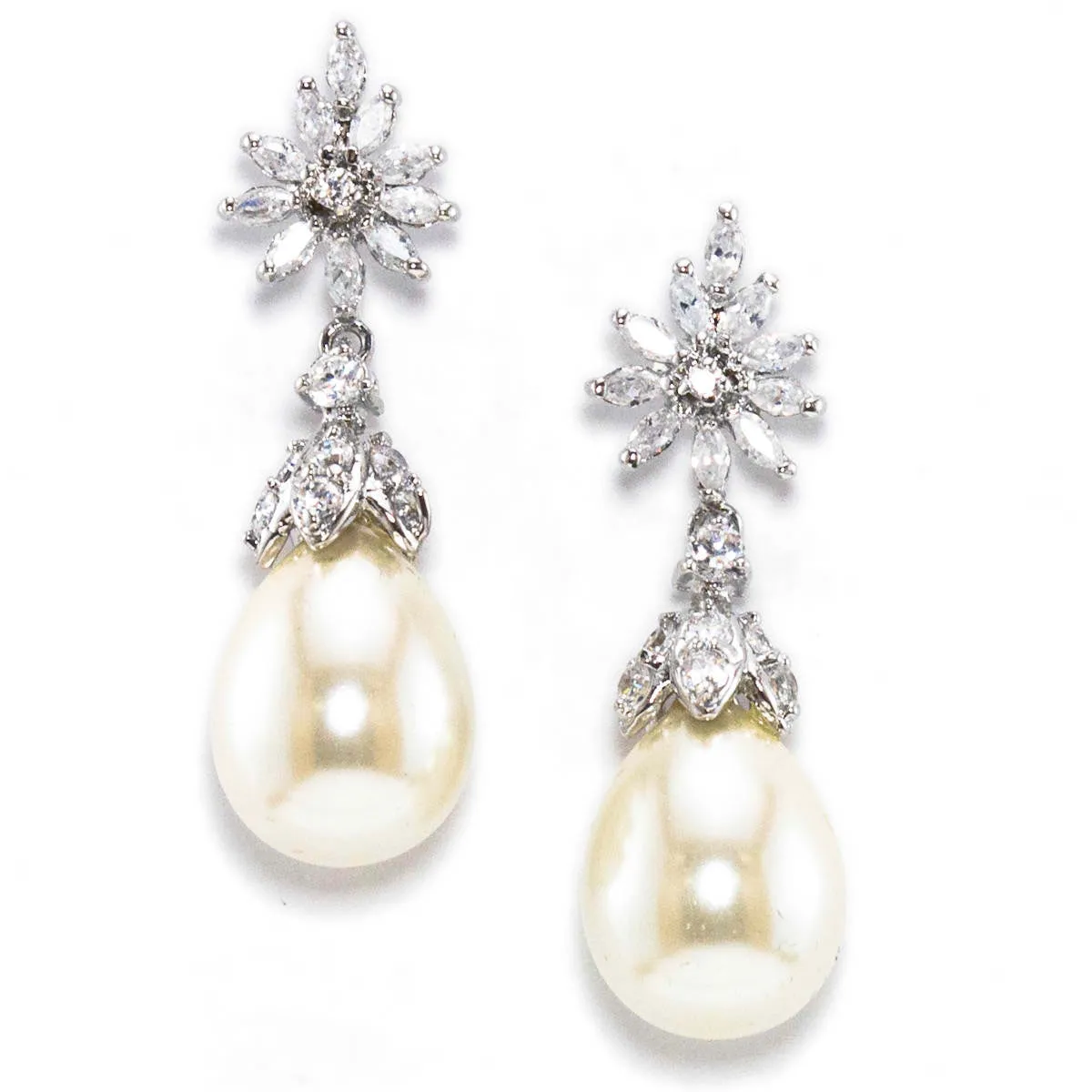 Felice Elegant Cubic Zirconia and Freshwater Pearl Earrings