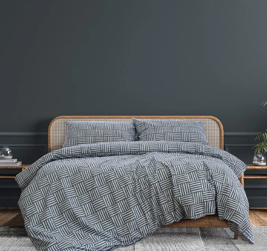 Fletcher Quilt Cover Set Range Faded Indigo