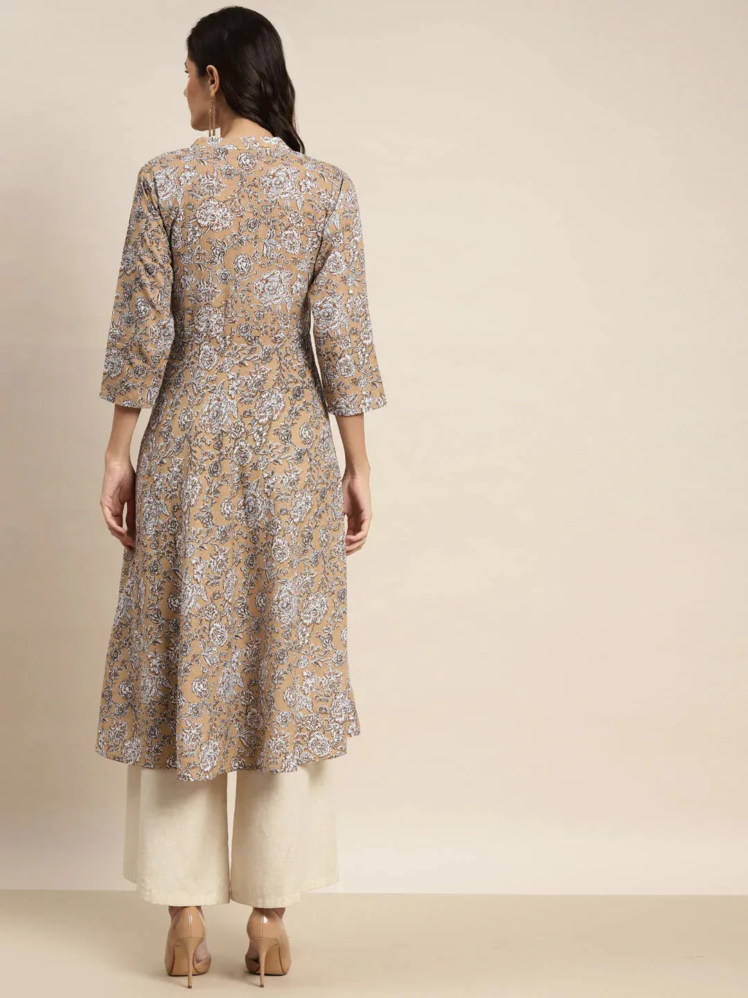 Floral Printed Anarkali Cotton Kurta