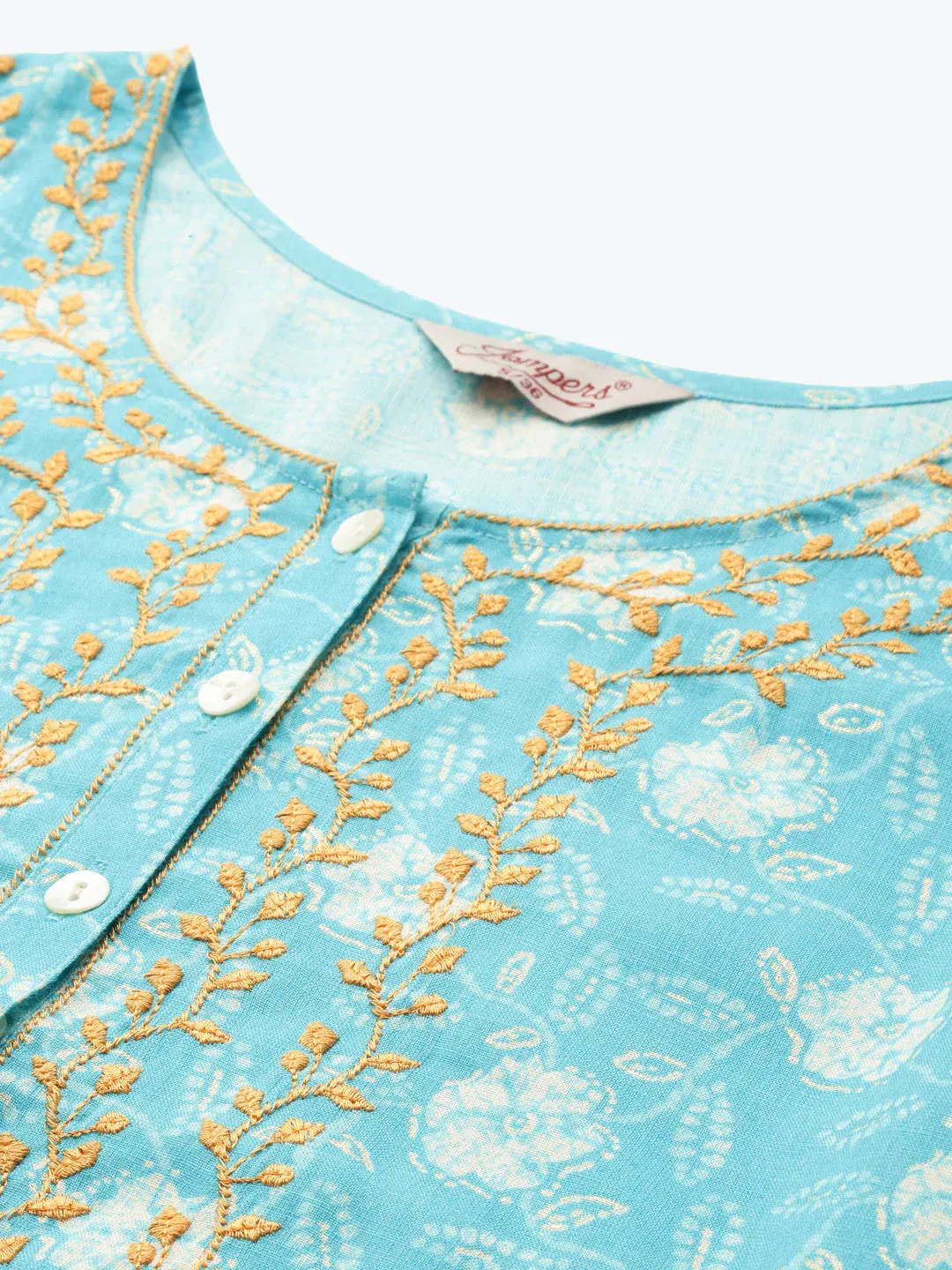 Floral Printed Embroidered Detail Kurta