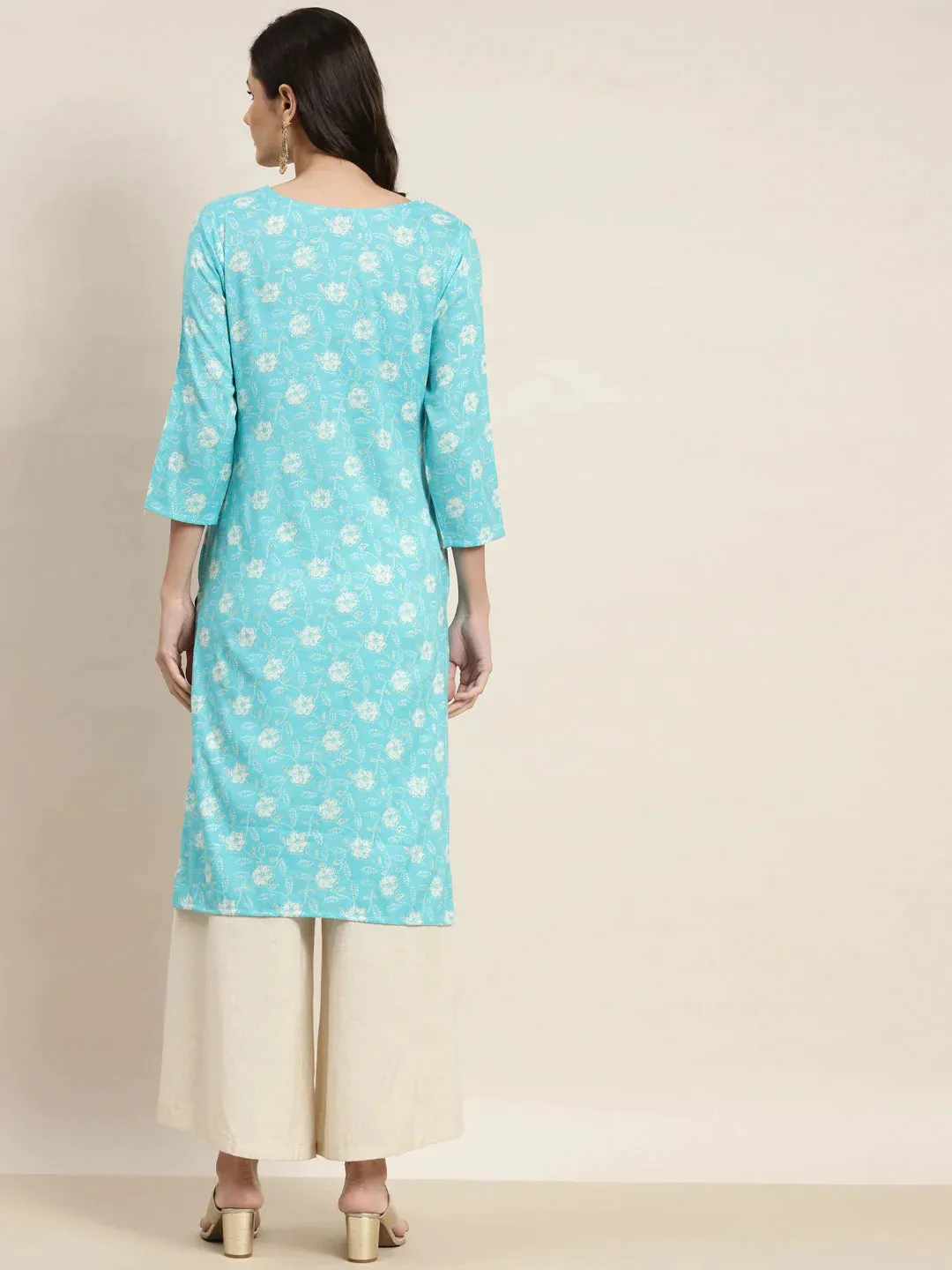 Floral Printed Embroidered Detail Kurta