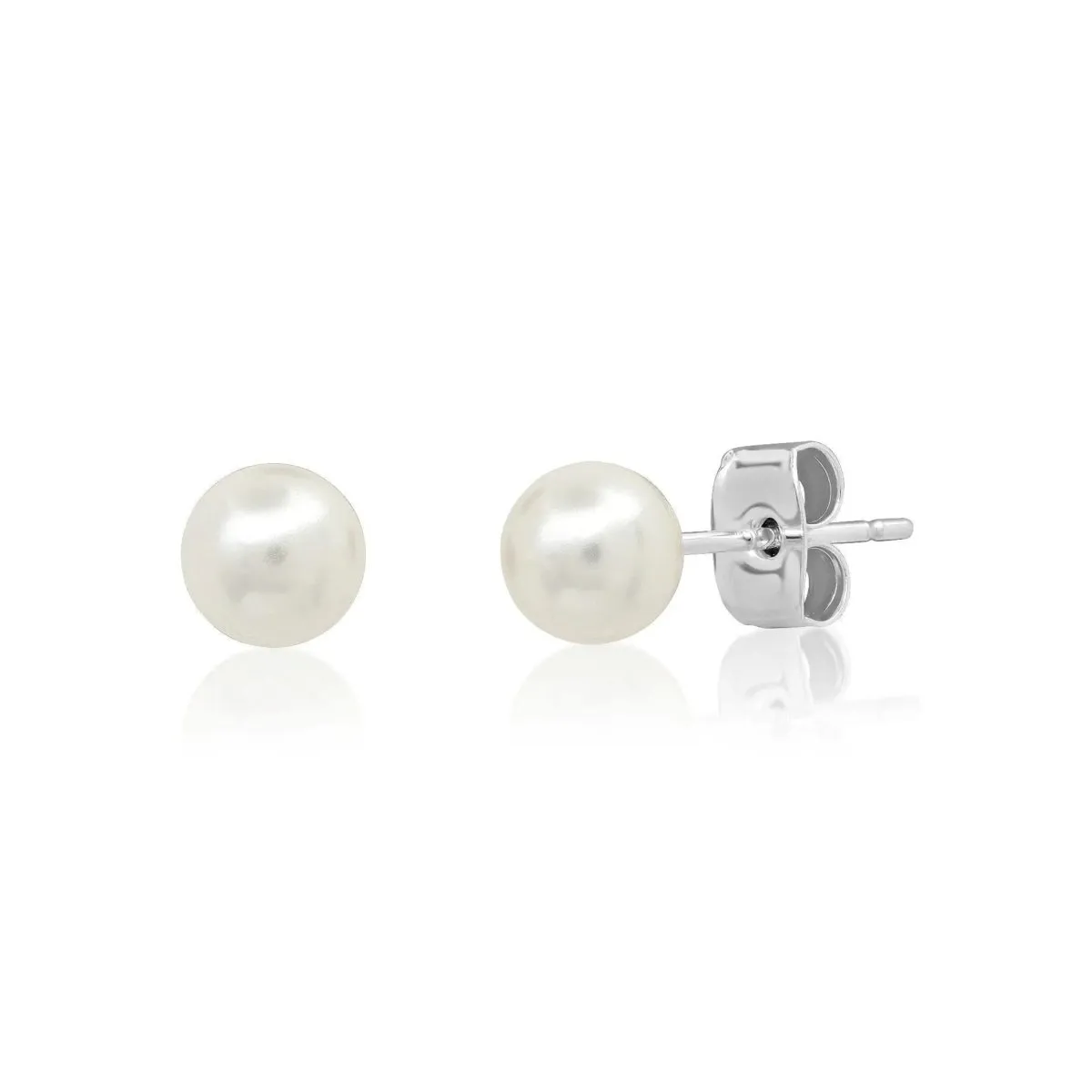 Freshwater Pearl Stud Earrings, Small, 6mm, Sterling