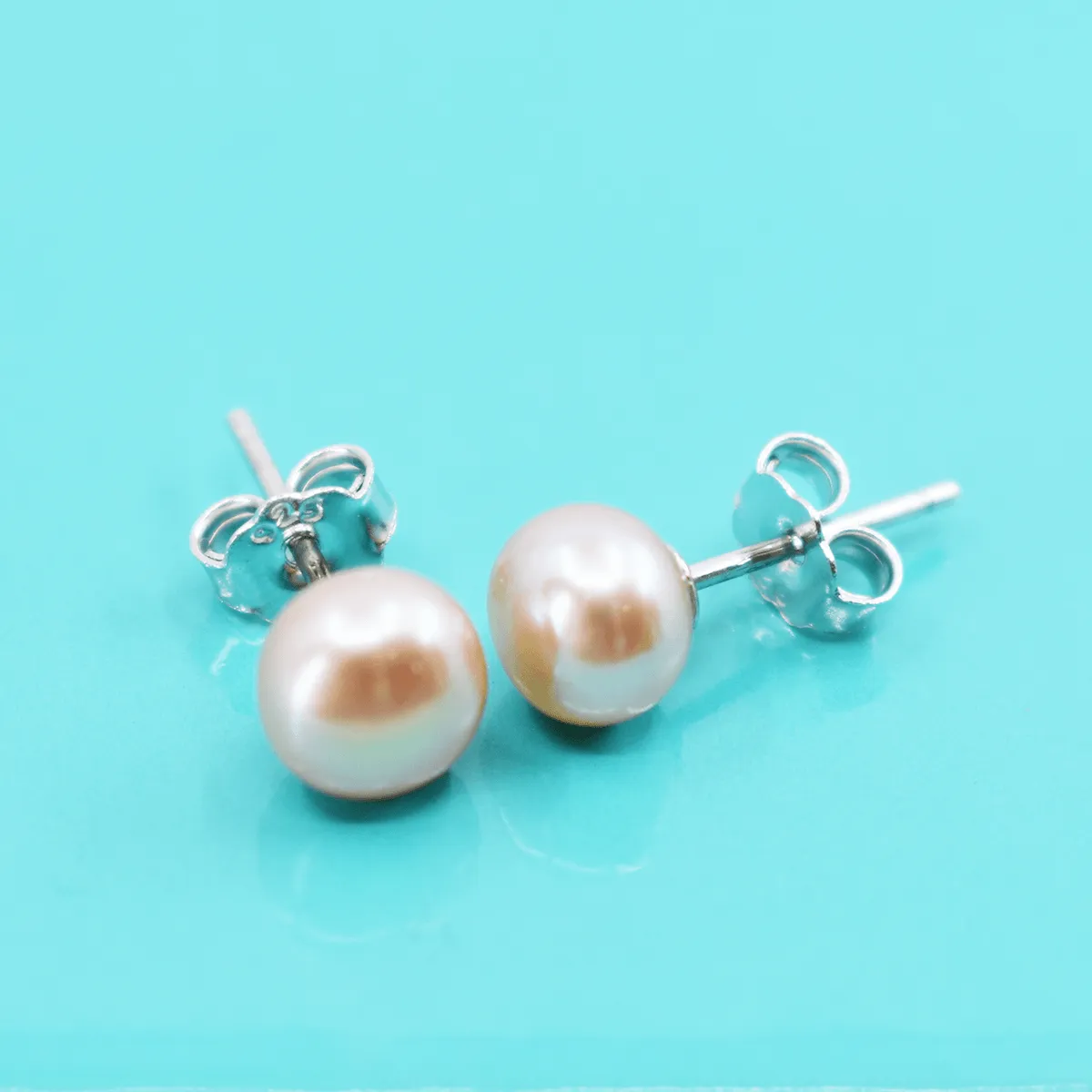 Freshwater Pearl Stud Earrings, Small, 6mm, Sterling