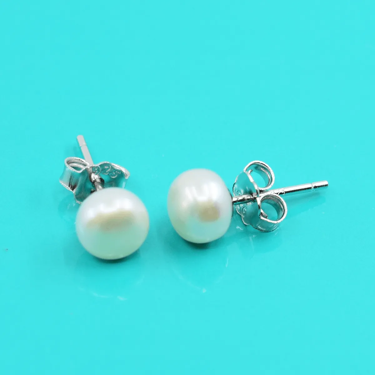 Freshwater Pearl Stud Earrings, Small, 6mm, Sterling