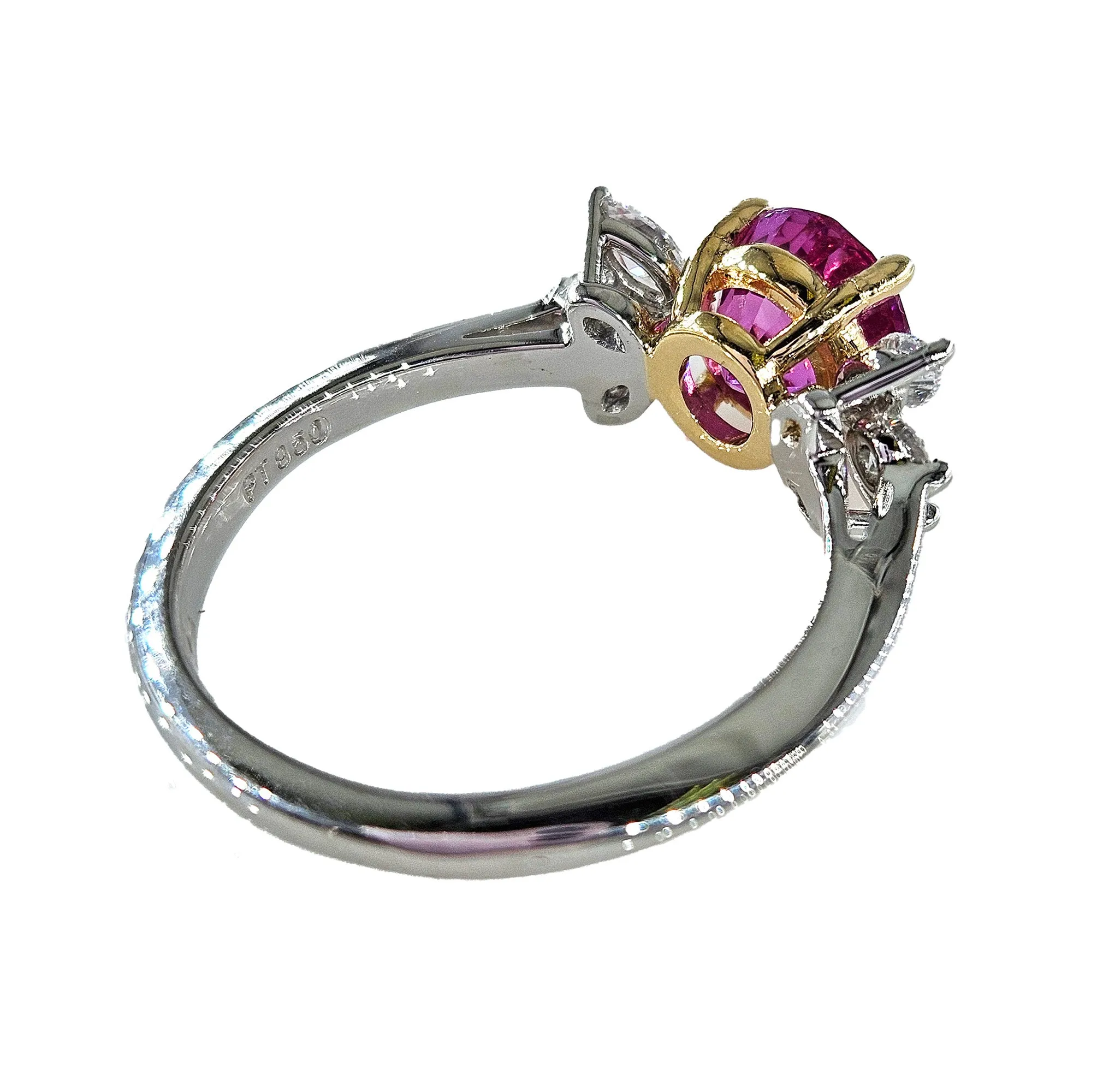 GIA Vintage TIFFANY & Co 2.60ctw Pink Sapphire and Diamond Platinum Ring