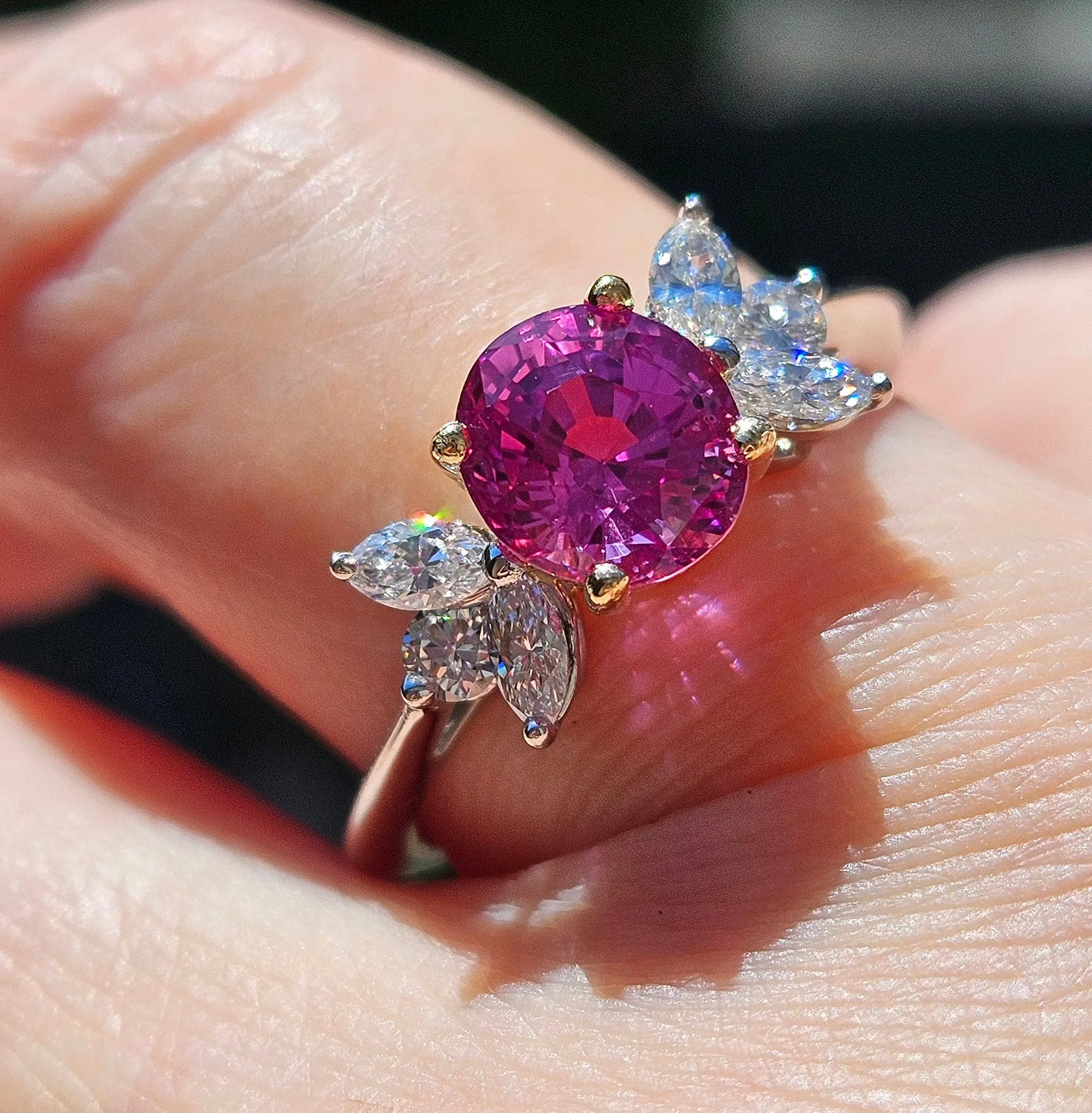 GIA Vintage TIFFANY & Co 2.60ctw Pink Sapphire and Diamond Platinum Ring