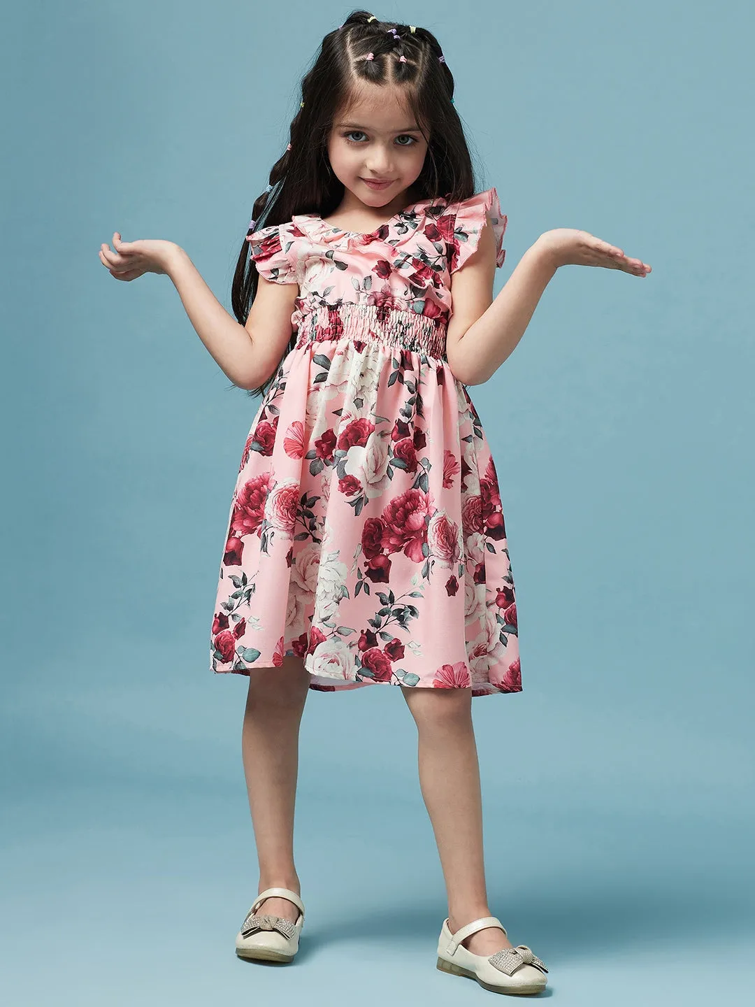 Girls Floral Printed Dress