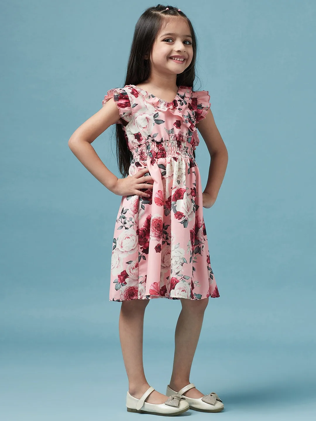 Girls Floral Printed Dress