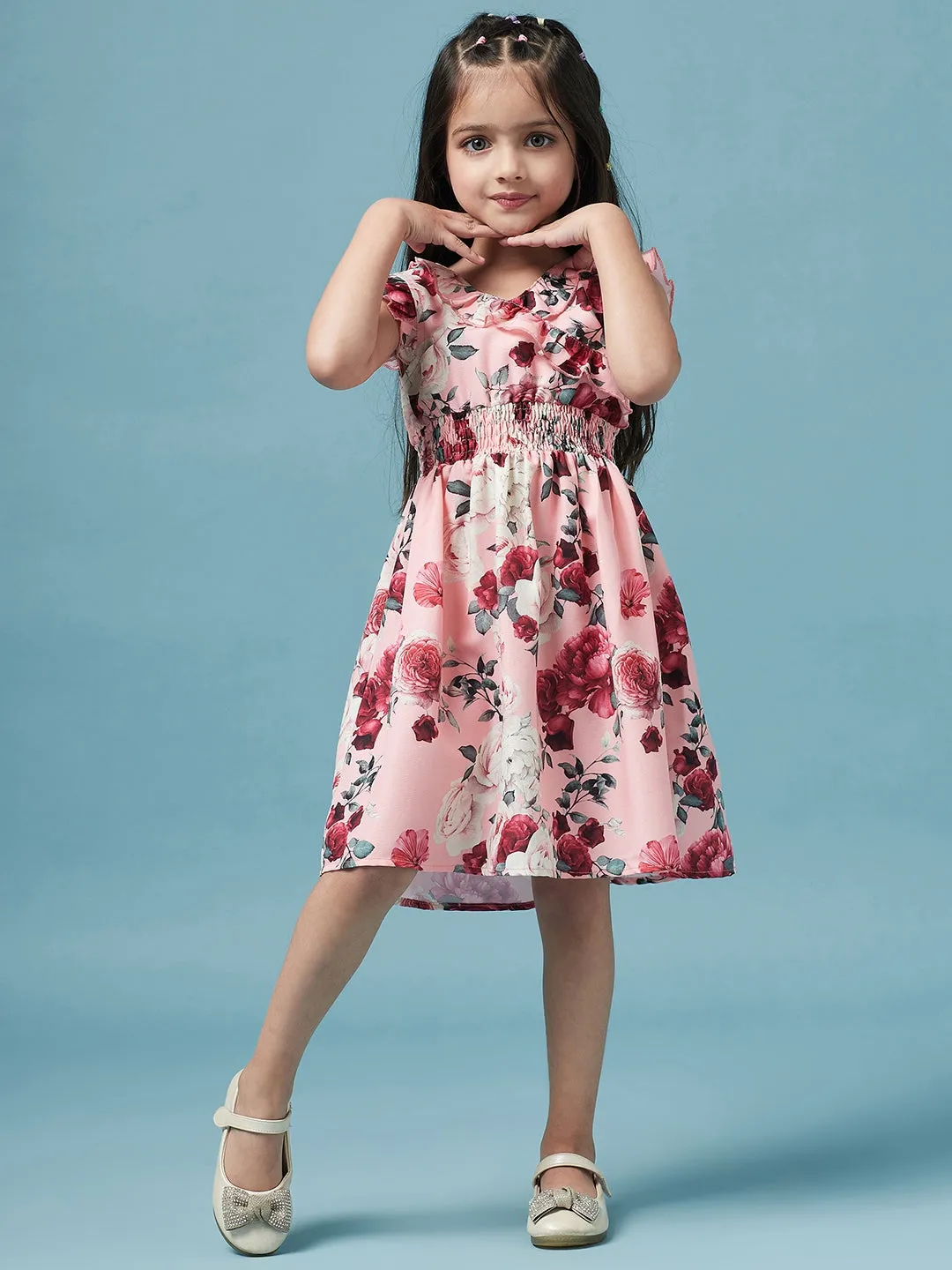 Girls Floral Printed Dress