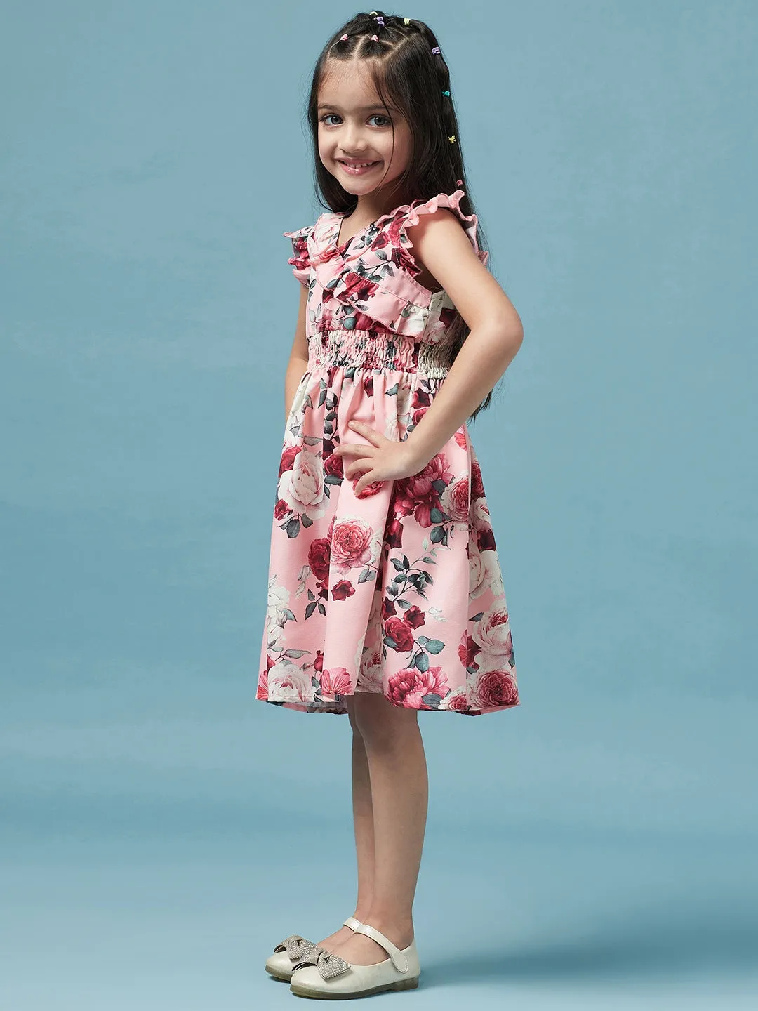 Girls Floral Printed Dress