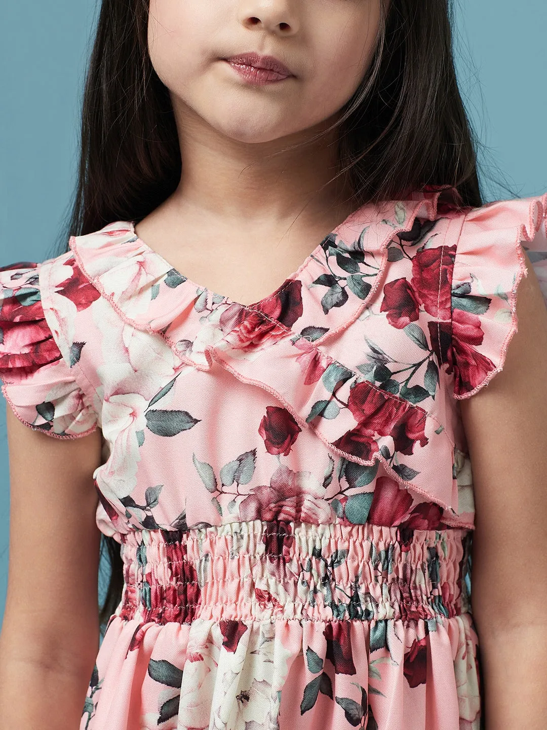 Girls Floral Printed Dress