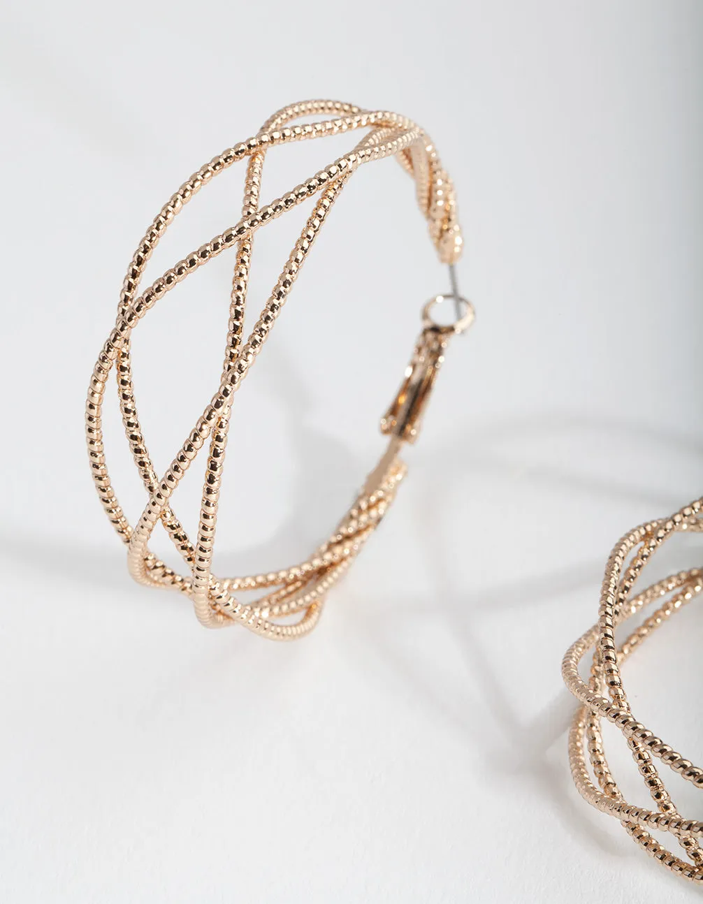 Gold Crossover Multi Hoop Earrings