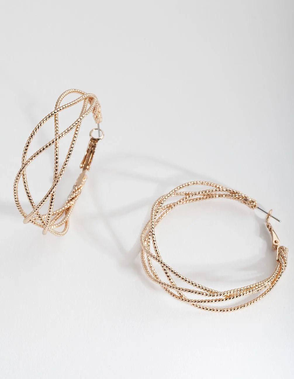 Gold Crossover Multi Hoop Earrings