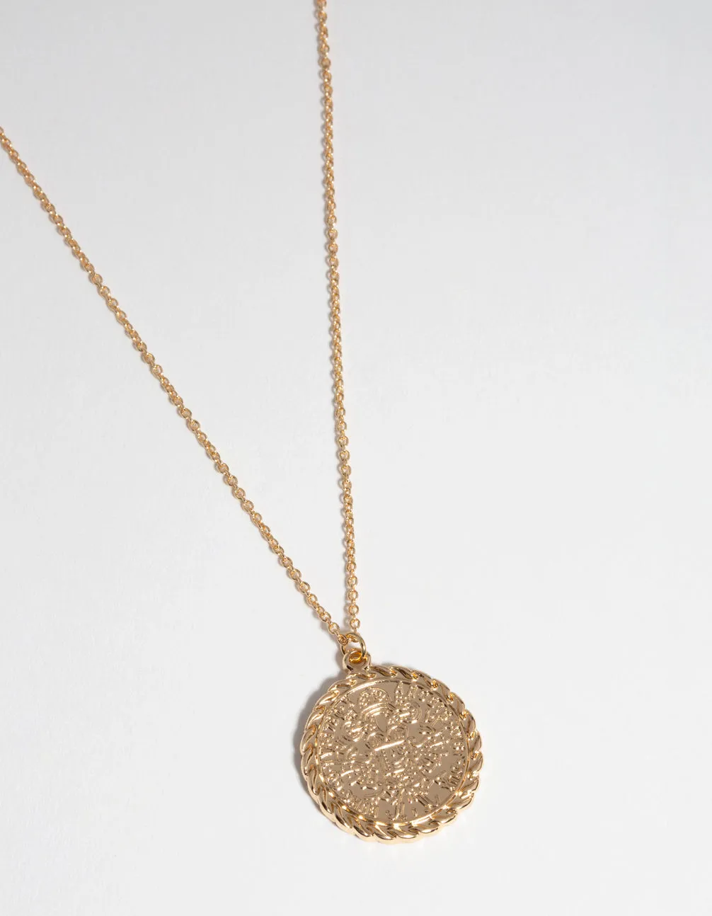 Gold Detailed Coin Drop Necklace