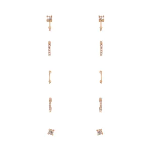 Gold Diamante Cuff Earrings 5-Pack