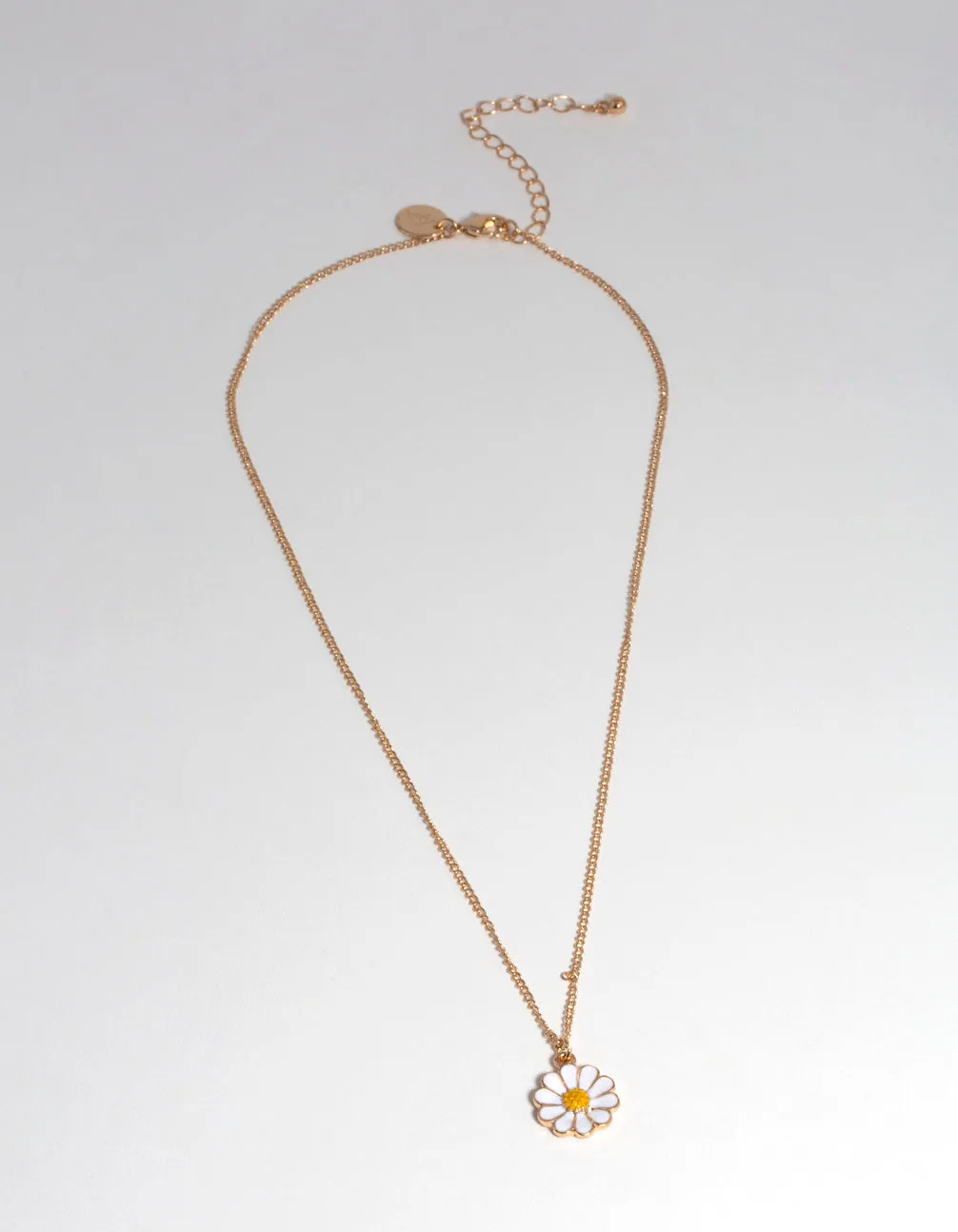 Gold Enamel Daisy Drop Necklace