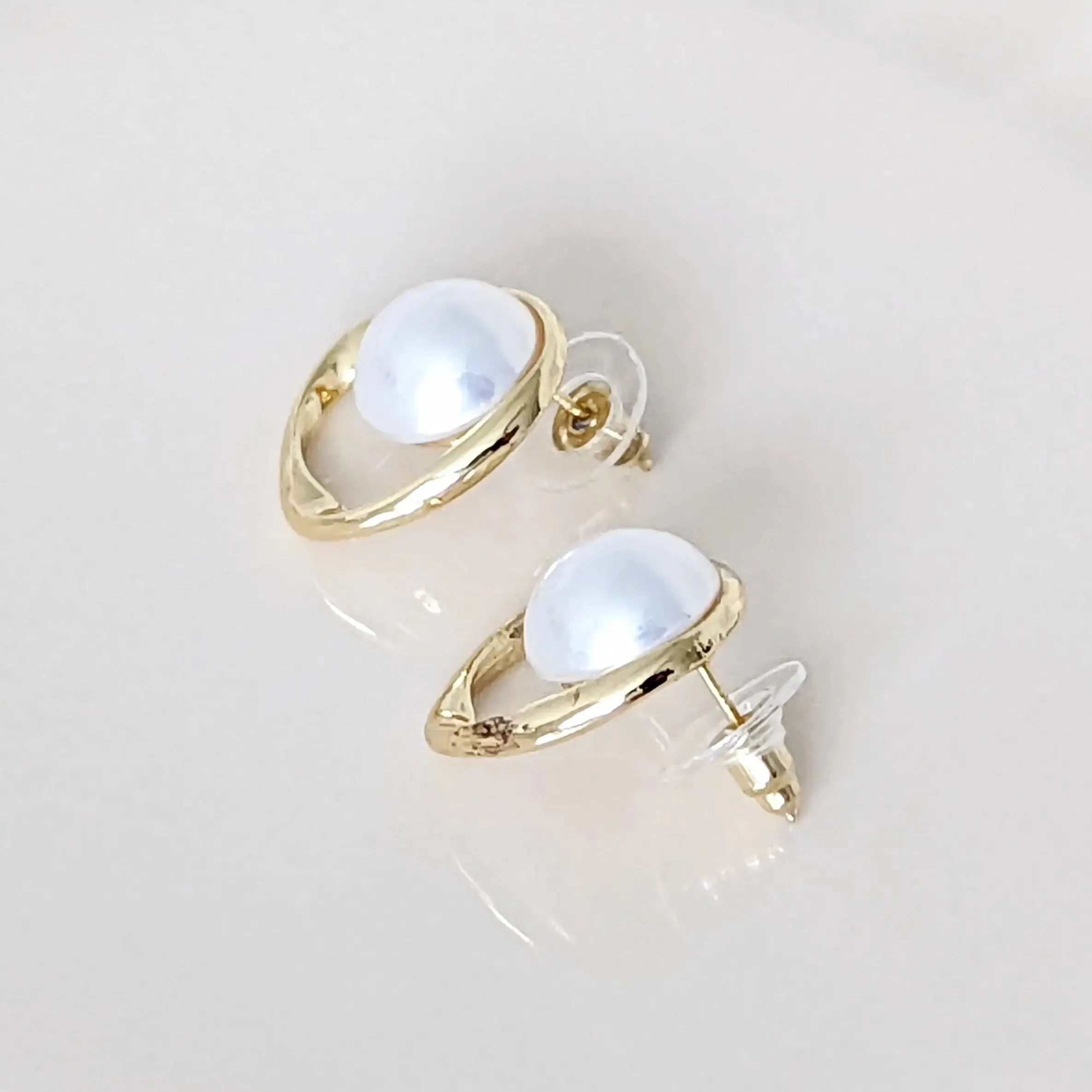 Gold Hoop Pearl Earrings | PS 374