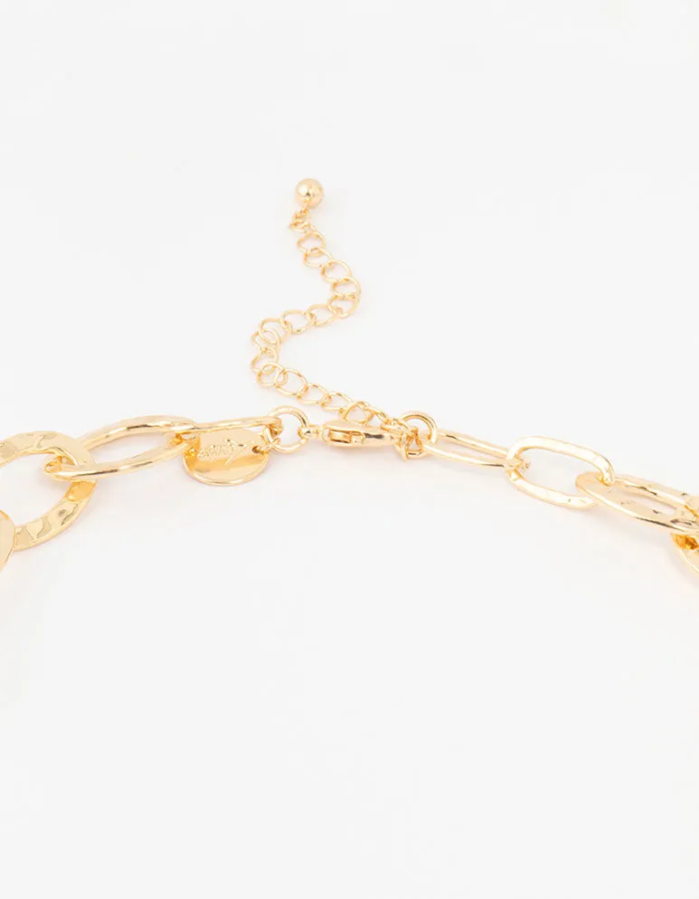 Gold Link Station Long Necklace