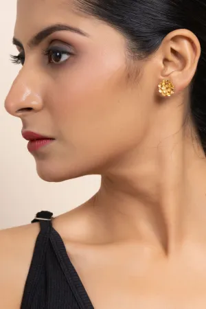 Gold Plated Double Layer Flower Stud Earrings - Exquisite Jewelry for All Occasions