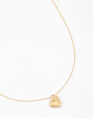 Gold Plated Sterling Silver Baguette Heart Necklace