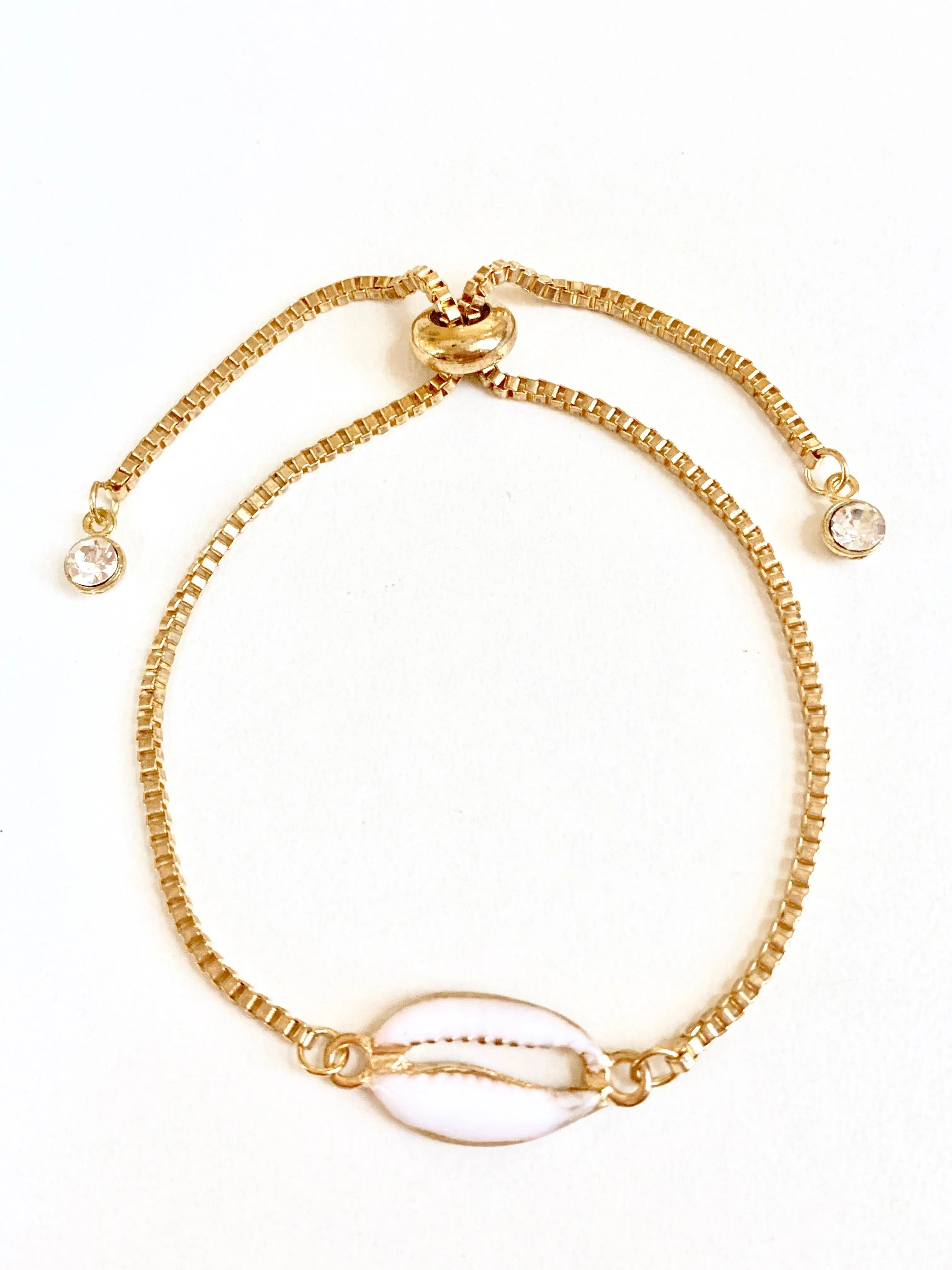 Gold Seashell Bracelet Adjustable Spring Closure