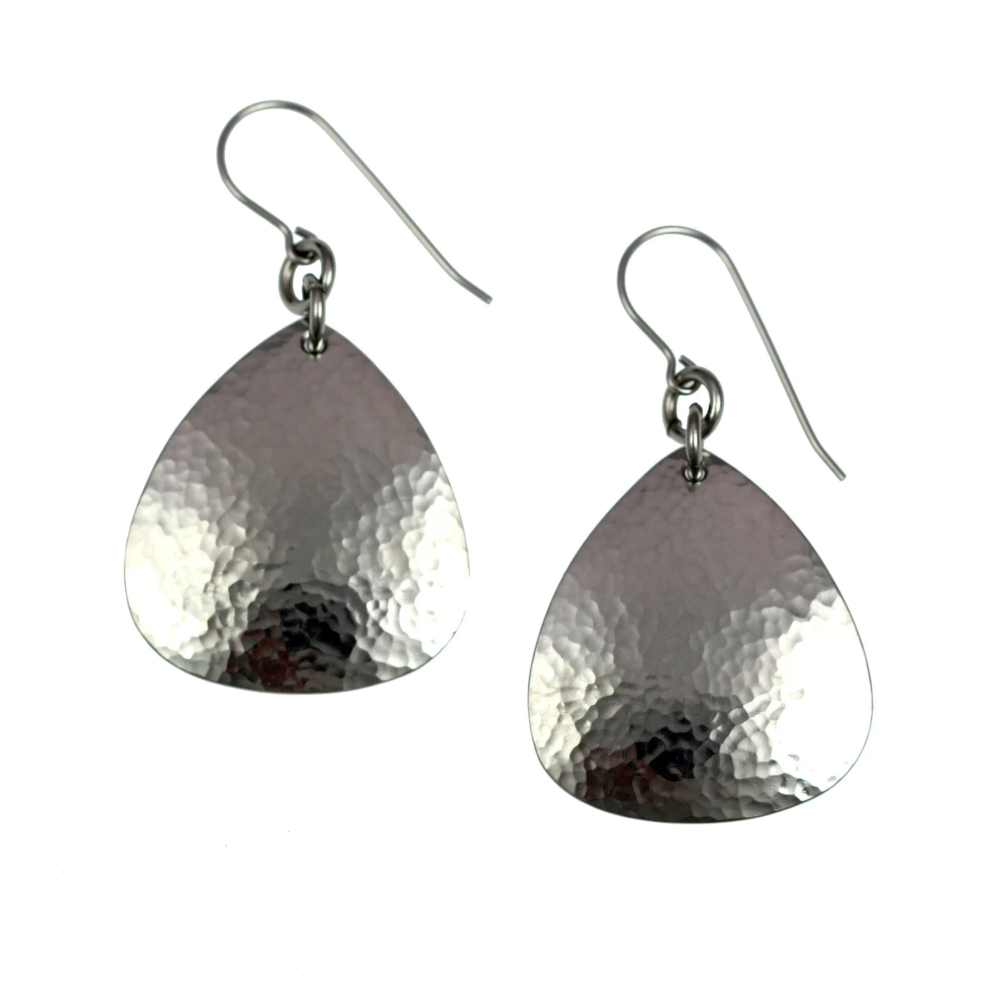 Hammered Triangular Stainless Steel Drop Earrings