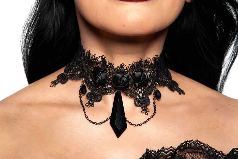 Lace and Rose Choker - Jewelry