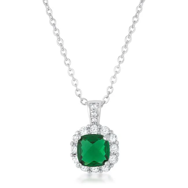 Liz Emerald Green Cushion CZ Pendant | 4ct