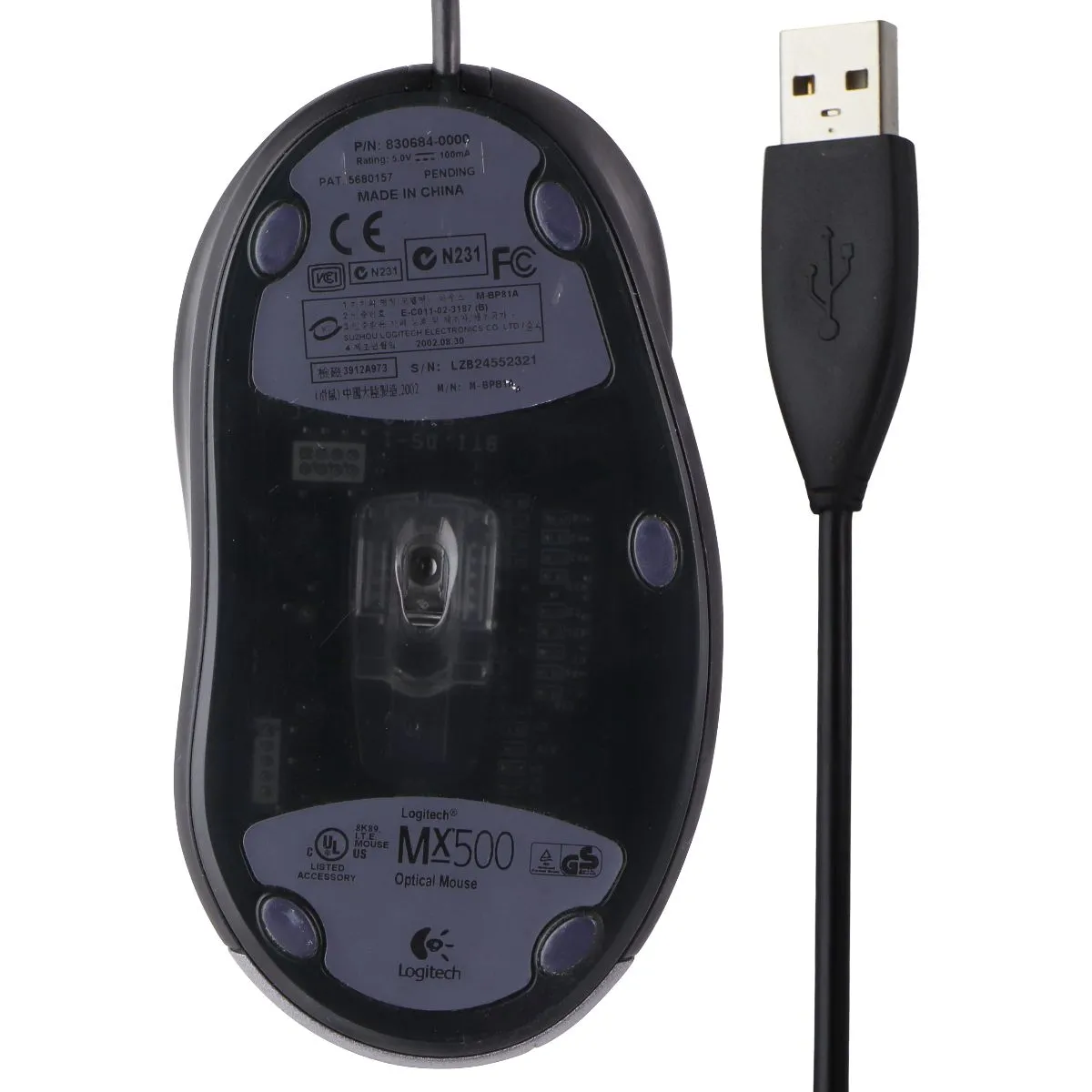 Logitech MX500 Optical Wired USB Mouse for Windows PC & More - Silver/Black