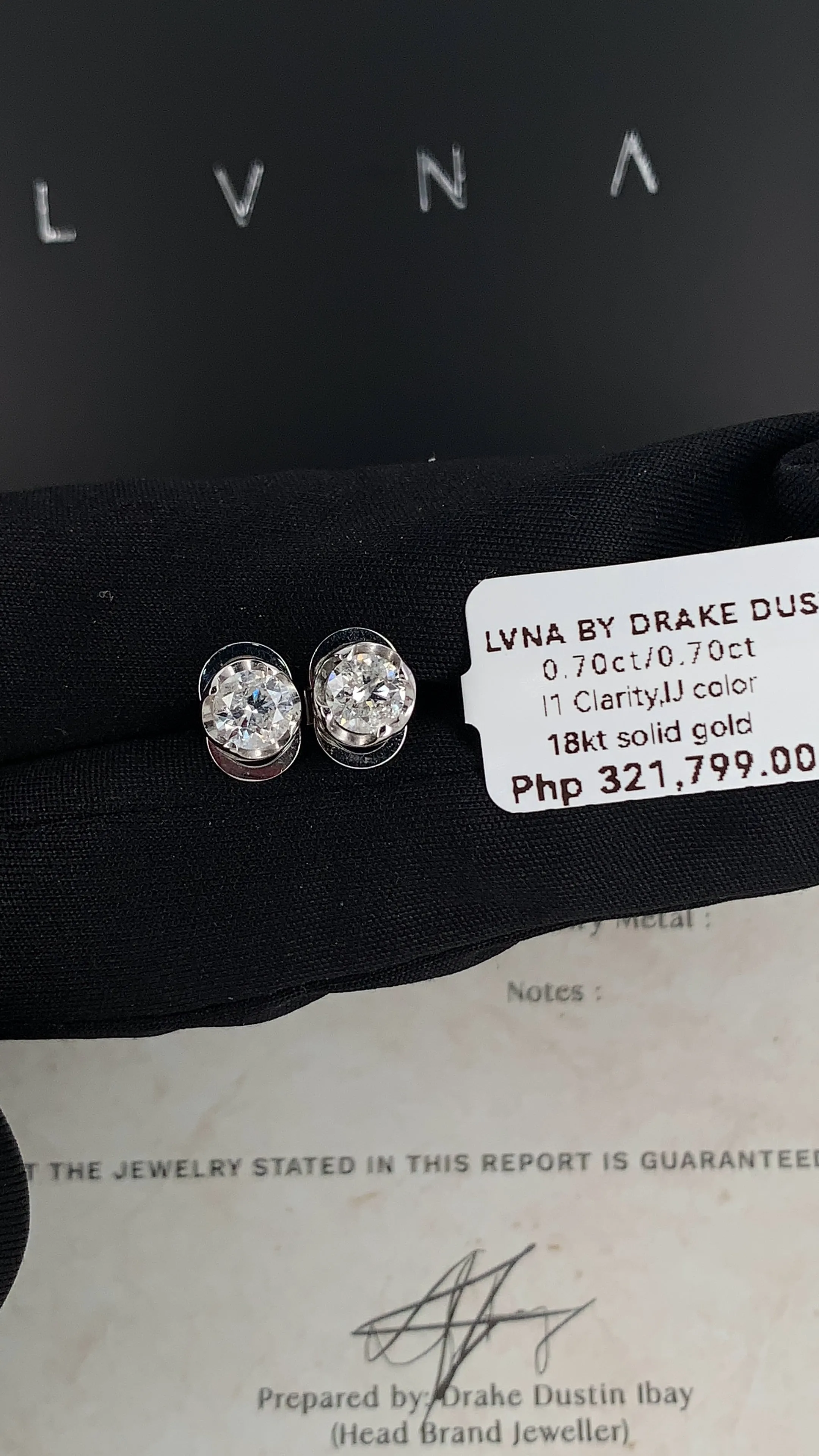 #LVNA2024 | 1.40cts IJ I1 Round Solitaire Stud Diamond Earrings 18kt